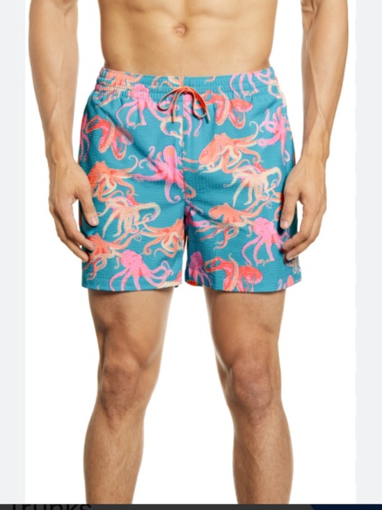 chubbies Other - chubbies Teal Swim Trunks with Pink & Coral Octopus Print flaws